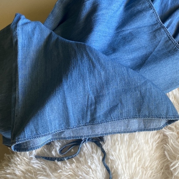 MICHAEL KORS Denim Chambray RUFFLE ON/OFF SHOULDER JUMPSUIT Small …Boho casual - Picture 11 of 15